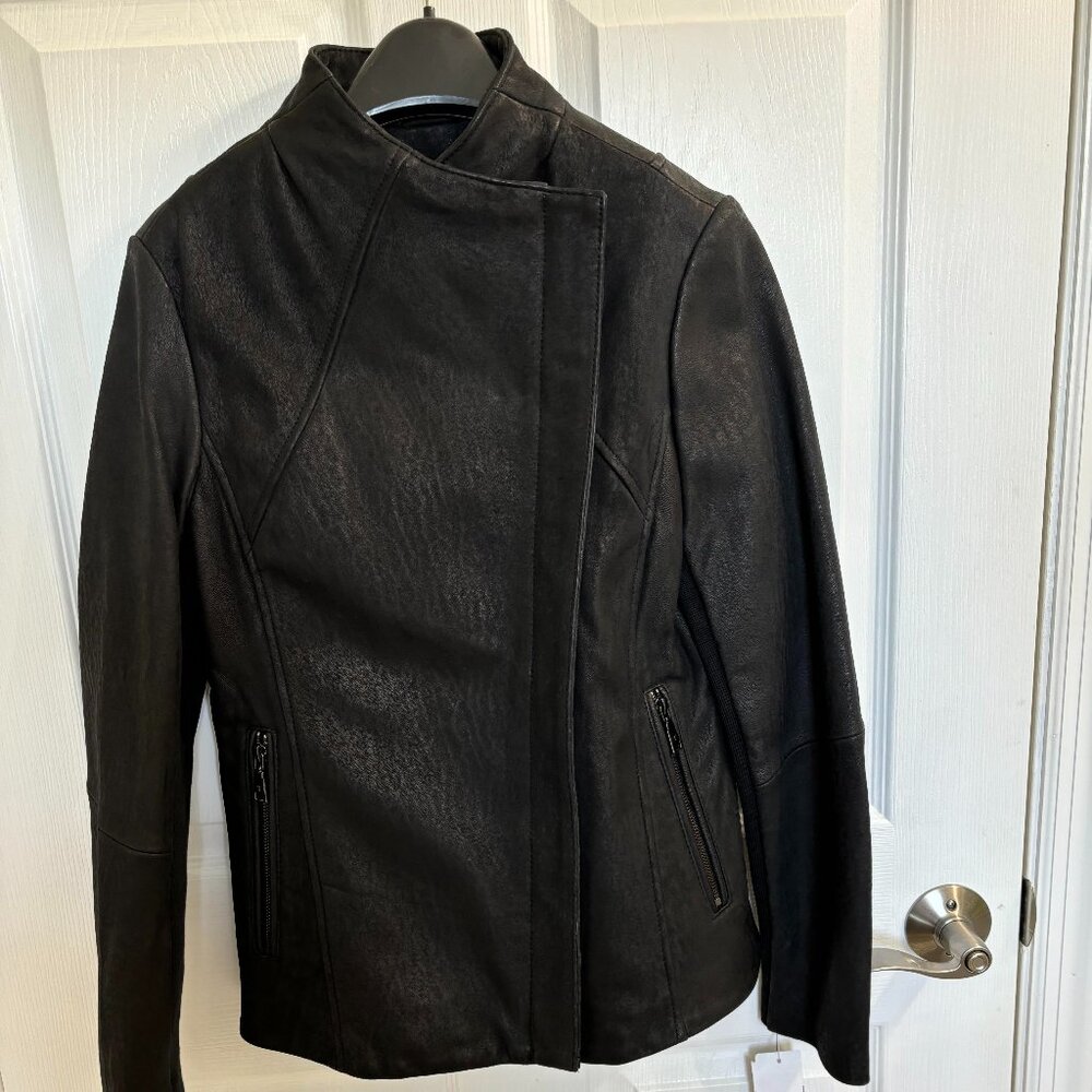 T Tahari Womens Asymmetrical Black Leather Jacket-Size Small -New with Tags